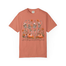 Dancing Skeletons Fall Shirt | Halloween Pumpkin Sunflower Comfort Colors Tee | Retro Skeleton Autumn Shirt