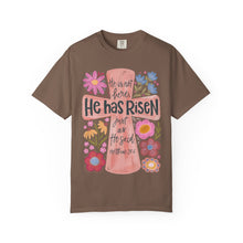 He Has Risen Floral Cross Comfort Colors® T-Shirt | Christian Graphic Tee