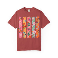Floral Stripes Shirt | Colorful Wildflower Comfort Colors Tee | Boho Botanical Painted Flower T-Shirt