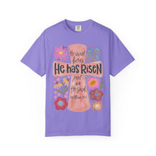 He Has Risen Floral Cross Comfort Colors® T-Shirt | Christian Graphic Tee