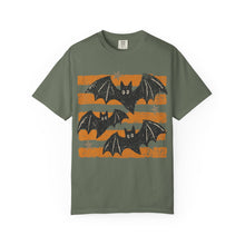 Halloween Bats Shirt, Retro Bat Tee, Unisex Comfort Colors Fall Graphic T-Shirt - Orange Stripes
