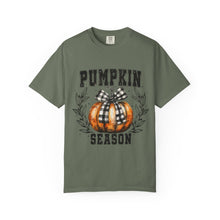 Pumpkin Season Graphic Tee | Buffalo Plaid Bow Comfort Colors Shirt | Vintage Fall Pumpkin Print