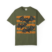 Halloween Bats Shirt, Retro Bat Tee, Unisex Comfort Colors Fall Graphic T-Shirt - Orange Stripes