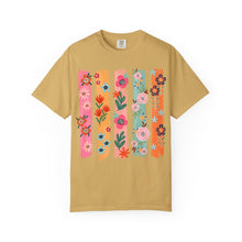 Floral Stripes Shirt | Colorful Wildflower Comfort Colors Tee | Boho Botanical Painted Flower T-Shirt
