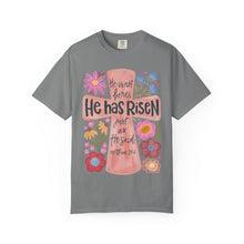 He Has Risen Floral Cross Comfort Colors® T-Shirt | Christian Graphic Tee