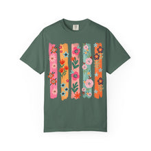 Floral Stripes Shirt | Colorful Wildflower Comfort Colors Tee | Boho Botanical Painted Flower T-Shirt