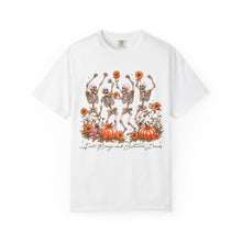 Dancing Skeletons Fall Shirt | Halloween Pumpkin Sunflower Comfort Colors Tee | Retro Skeleton Autumn Shirt