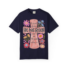 He Has Risen Floral Cross Comfort Colors® T-Shirt | Christian Graphic Tee