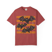 Halloween Bats Shirt, Retro Bat Tee, Unisex Comfort Colors Fall Graphic T-Shirt - Orange Stripes