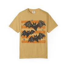 Halloween Bats Shirt, Retro Bat Tee, Unisex Comfort Colors Fall Graphic T-Shirt - Orange Stripes