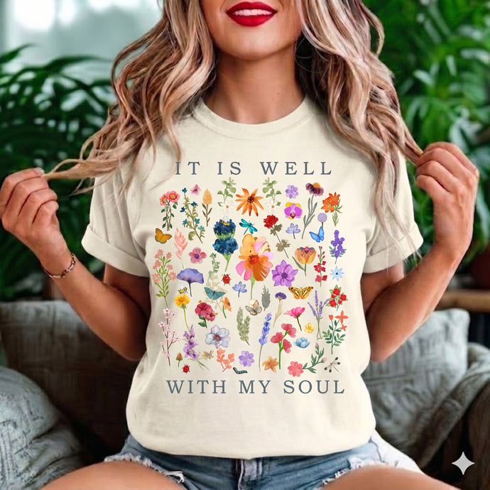It Is Well With My Soul floral tee | T-Shirt