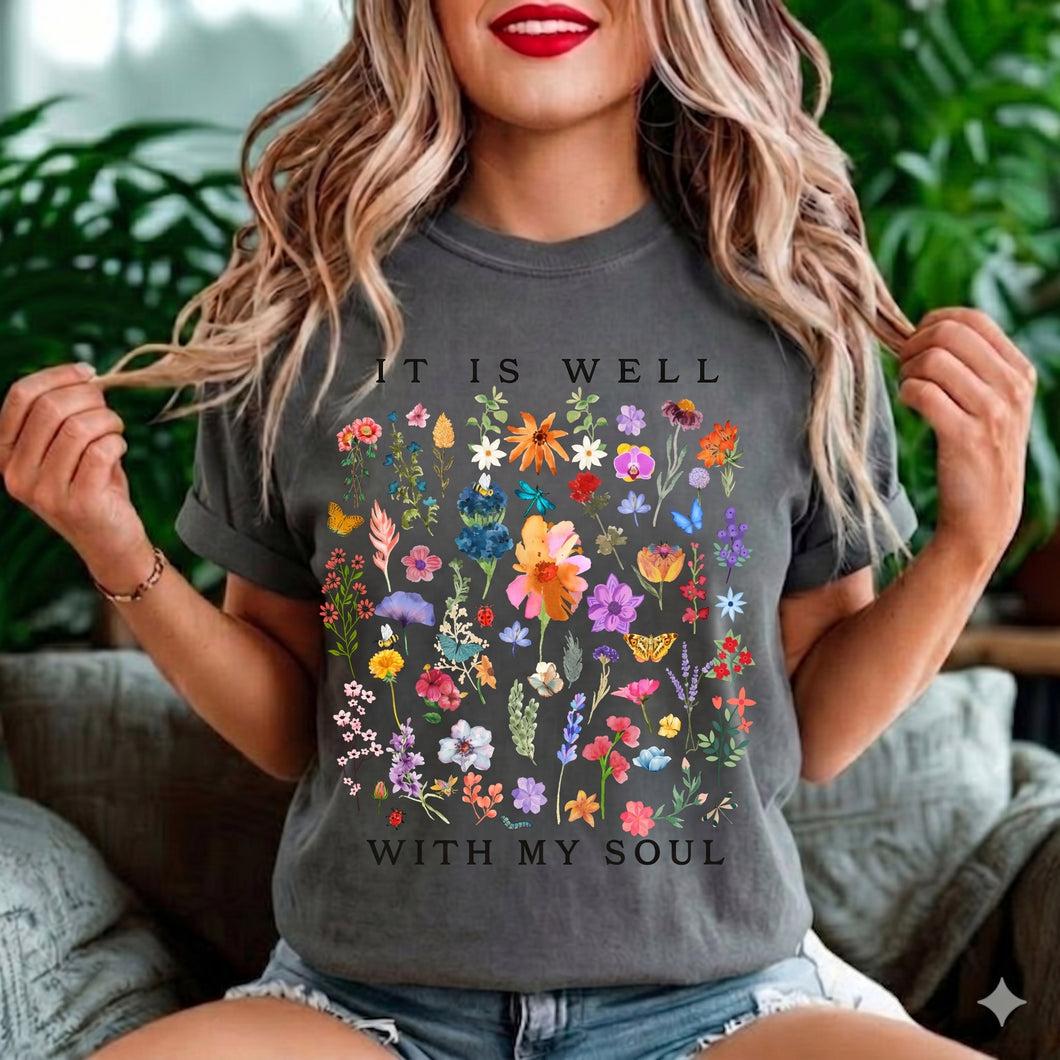 It Is Well With My Soul floral tee | T-Shirt