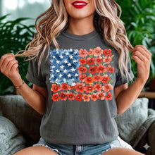 American Flag Floral T-Shirt — Flower USA Flag Tee