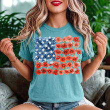 American Flag Floral T-Shirt — Flower USA Flag Tee