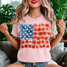 American Flag Floral T-Shirt — Flower USA Flag Tee