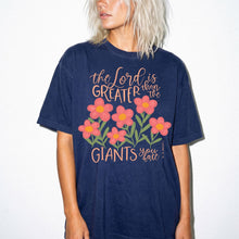 The Lord Is Greater Than the Giants You Face T-Shirt — Floral Christian Faith Tee