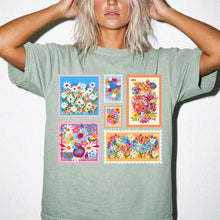 Set of 5 Floral Stamps T-Shirt — Botanical Flower Stamp Graphic Tee
