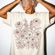 Retro Wildflower Floral T-shirt — 'Flower Tee' Vintage Outline Design