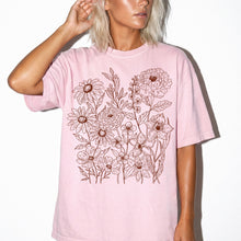 Retro Wildflower Floral T-shirt — 'Flower Tee' Vintage Outline Design