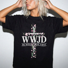 WWJD He Would Love First Floral Tee | Comfort Colors Faith Shirt