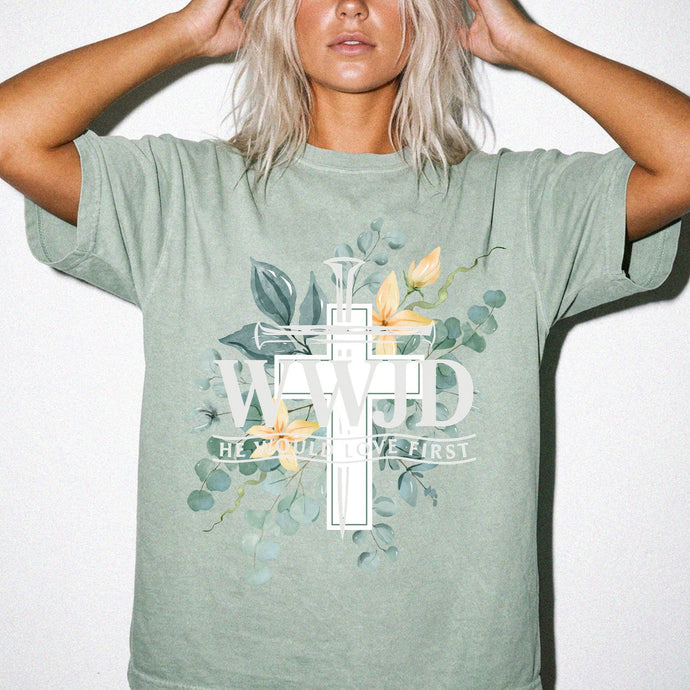 Eucalyptus Floral WWJD Tee | Comfort Colors T-Shirt