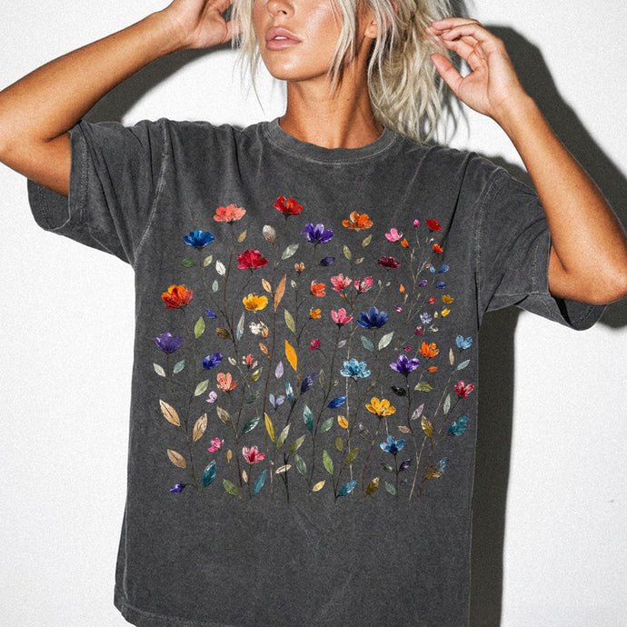 Floral Meadow T-Shirt — Colorful Watercolor Wildflower Tee