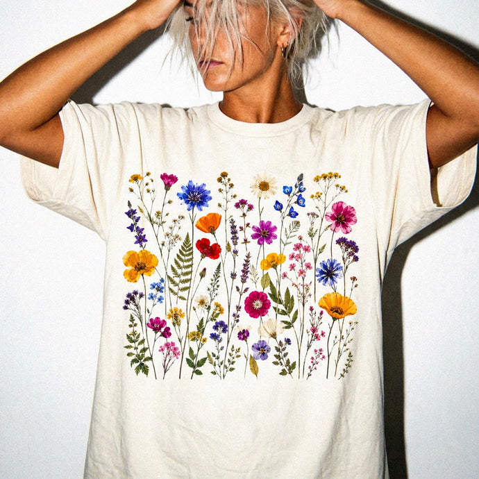 Wildflower Garden T-Shirt, Botanical Floral Tee, Comfort Colors Shirt