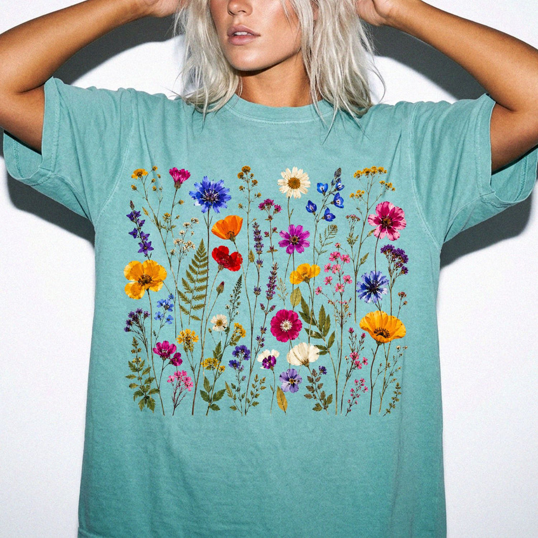 Wildflower Garden T-Shirt, Botanical Floral Tee, Comfort Colors Shirt