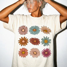 Vintage Daisy Grid Tee - Retro Floral Graphic T-Shirt