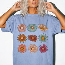 Vintage Daisy Grid Tee - Retro Floral Graphic T-Shirt