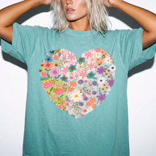 Floral Heart T-Shirt — Comfort Colors Boho Wildflower Graphic Tee