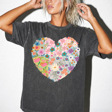 Floral Heart T-Shirt — Comfort Colors Boho Wildflower Graphic Tee
