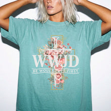 Floral WWJD Cross T-Shirt | Comfort Colors Christian Faith Tee | Boho Wildflower Cross Graphic Shirt
