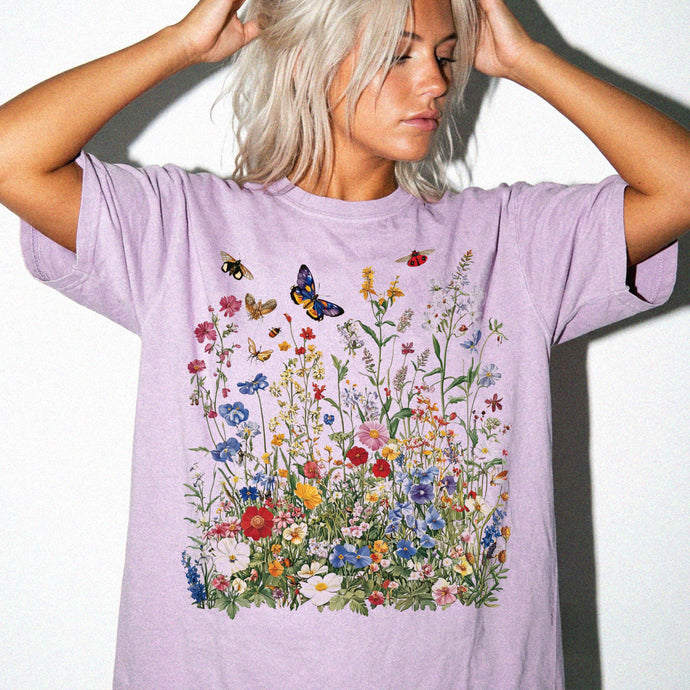 Wildflower Garden Comfort Colors® T-Shirt | Vintage Botanical Floral Tee