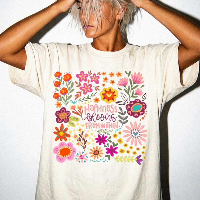 Happiness Bloom From Within Tee | Floral Comfort Colors T-Shirt