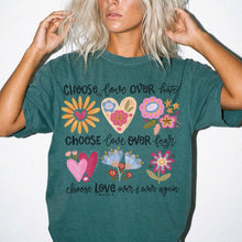 Choose Love Over and Over Flower Heart Comfort Colors® Unisex Tee