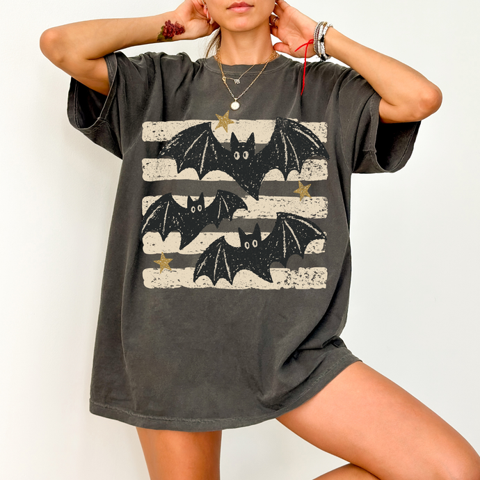 Halloween Bats Shirt, Retro Bat Tee, Comfort Colors Fall Graphic T-Shirt