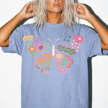 Colorful Floral Butterfly FRONT T-Shirt | Comfort Colors Boho Graphic Tee