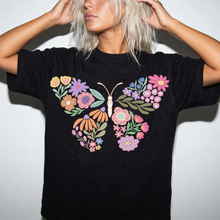 Colorful Floral Butterfly FRONT T-Shirt | Comfort Colors Boho Graphic Tee