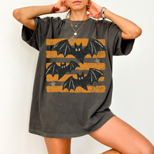 Halloween Bats Shirt, Retro Bat Tee, Unisex Comfort Colors Fall Graphic T-Shirt - Orange Stripes