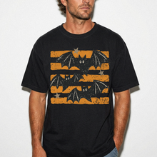 Halloween Bats Shirt, Retro Bat Tee, Unisex Comfort Colors Fall Graphic T-Shirt - Orange Stripes