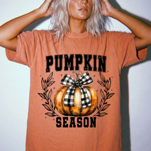 Pumpkin Season Graphic Tee | Buffalo Plaid Bow Comfort Colors Shirt | Vintage Fall Pumpkin Print