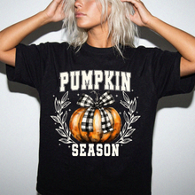 Pumpkin Season Graphic Tee | Buffalo Plaid Bow Comfort Colors Shirt | Vintage Fall Pumpkin Print