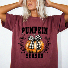 Pumpkin Season Graphic Tee | Buffalo Plaid Bow Comfort Colors Shirt | Vintage Fall Pumpkin Print