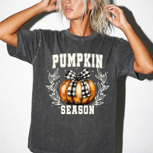 Pumpkin Season Graphic Tee | Buffalo Plaid Bow Comfort Colors Shirt | Vintage Fall Pumpkin Print