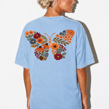 Floral Butterfly Comfort Colors Shirt | Vintage Fall Botanical Back Print Tee
