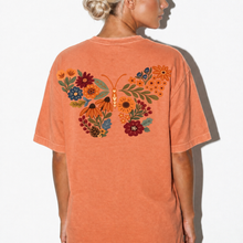 Floral Butterfly Comfort Colors Shirt | Vintage Fall Botanical Back Print Tee
