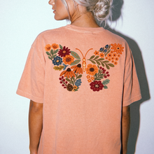 Floral Butterfly Comfort Colors Shirt | Vintage Fall Botanical Back Print Tee