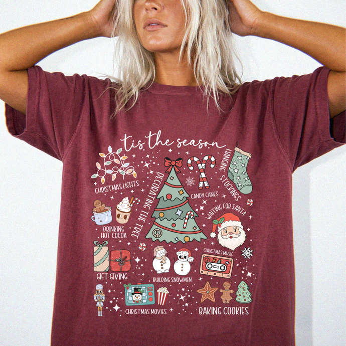 Tis The Season Shirt | Christmas Favorite Things Comfort Colors Tee | Cute Holiday Activities T-Shirt