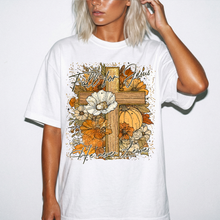 Fall For Jesus Shirt | He Never Leaves Cross Comfort Colors Tee | Christian Faith Autumn Shirt